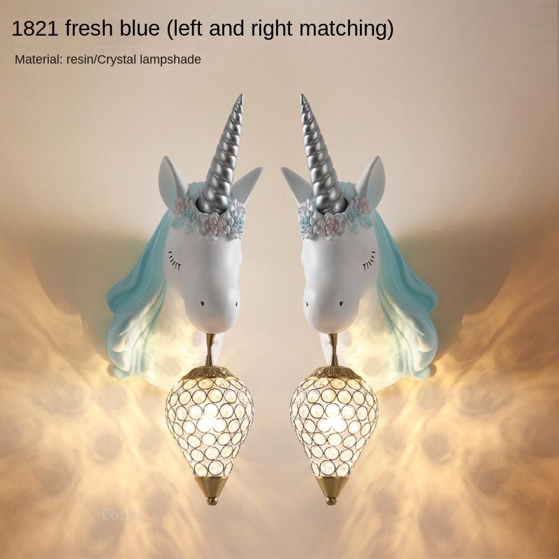 Nordic Simple Lovely Unicorn Led Wall Lamp Bedroom Bedside Lamp Girl Pink Creative Room Sconce Wall Lights Cartoon Unicorn Lamp