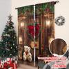 2pcs 2D Flat Printing Merry Christmas Popular Window Curtains Red Rose Wood 0 Fabric Without Electricity Festive Wall Decor for