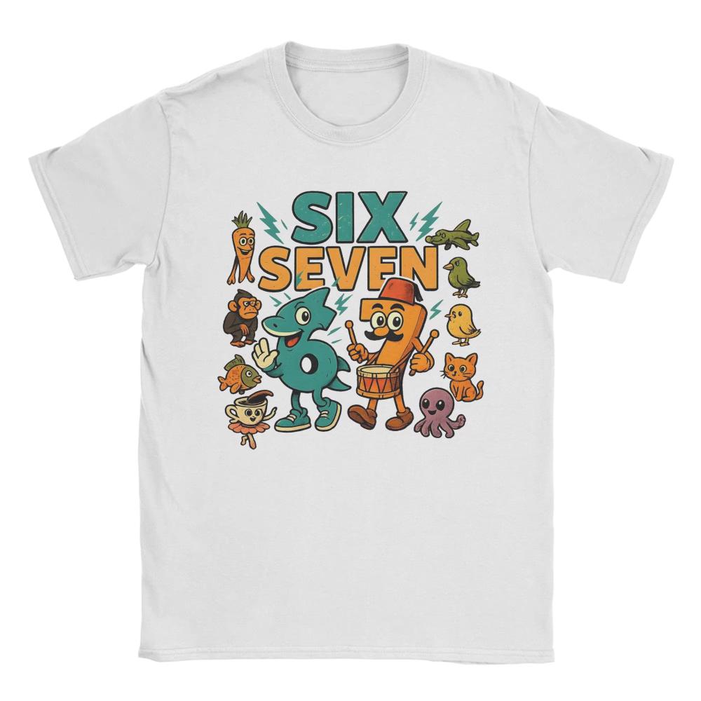 67 Six Seven Italian Brainrot Kids Gaming Meme TShirts Mens Cotton Tee Shirt Round Neck Short Sleeve T Shirts Graphic Clothing
