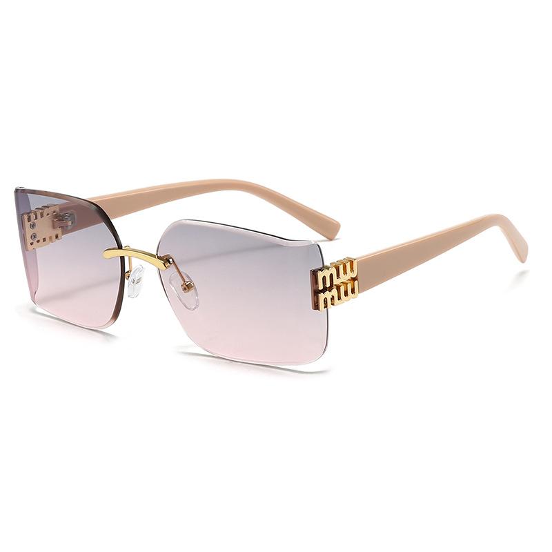 

Квадратные безрамочные скошенные стильные солнцезащитные очки для мужчин и женщин, высококлассные солнцезащитные очки в европейском и американском стиле