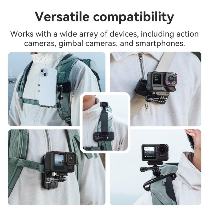 MultiDirectional Backpack Strap Mount Clip for Camera Clip Outdoor Photography for 0.5-10mm Thickness Strap Use