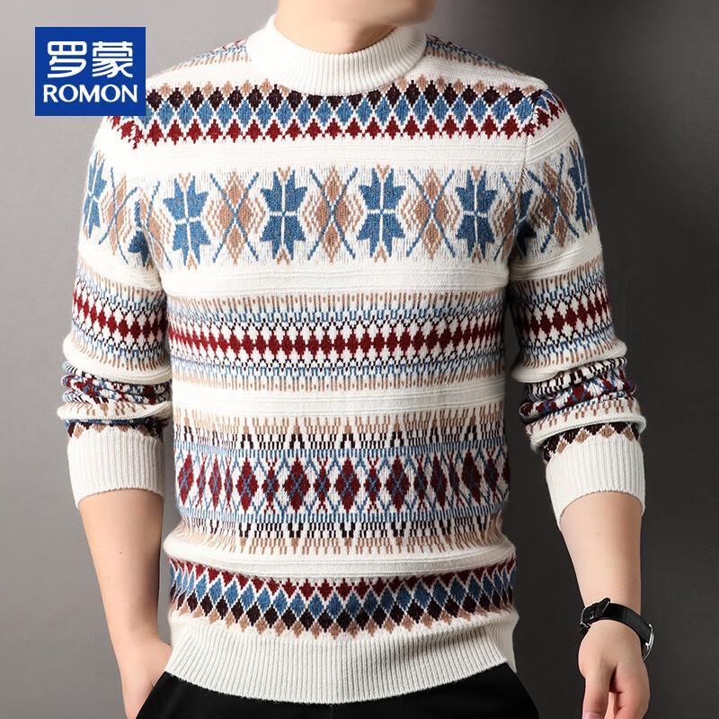 ROMON Men's 100% Pure Wool Half-High Neck Sweater