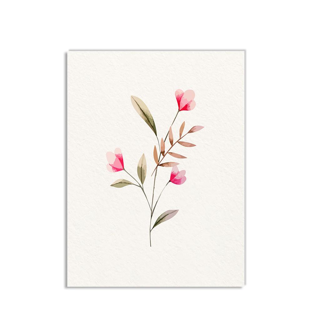 Floral Pink Flower Plant Leaves Nordic Poster Print Canvas Painting Modern Wall Art Pictures For Living Room Home Decor