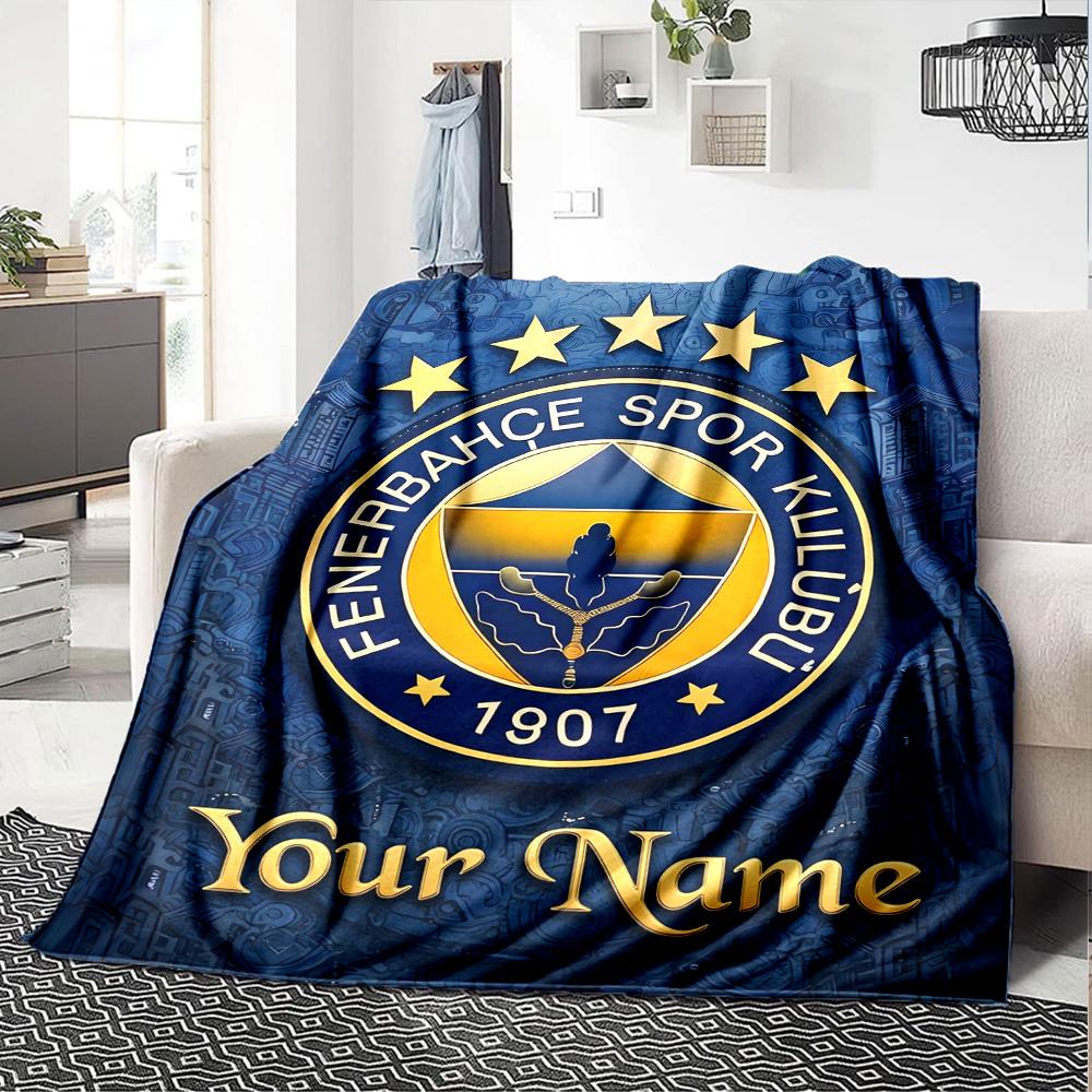 1pc Fenerbahçe Spor Kulübü Blanket with Custom Name, Gift, for Men and Women, Soft Blanket, Good for Sofa Bed Couch Travel, Lightweight Flannel Blanke