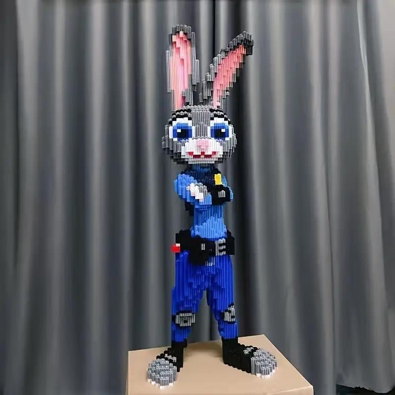 Non-Toxic Rabbit Building Blocks Creative Medieval Police Rabbit Series School Building Palace Model Building Blocks Gift Assemble T