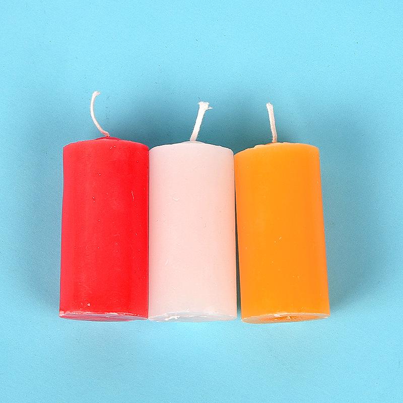 

Multicolored Chubby Macaron Candles - Small Cylinders for Home or Event Décor, Odorless Lighting Red Candle
