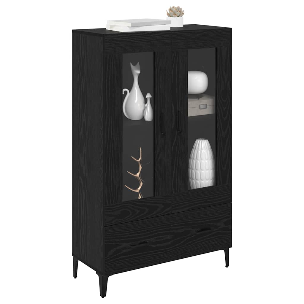 Highboard with Drawers Black Oak Effect 70 x 31 x 115 cm