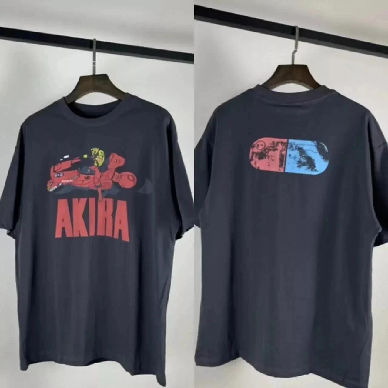 Akira Anime Shirt, Akira Anime 2 Side Cotton Black Unisex T-shirt S-5XL XXXL