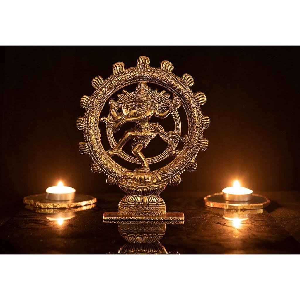 Latest Lord Nataraja Dancing Shiva Statue Sculpted In Great Detail In Ivory Antique Golden Finish - Hindu God Statue | Home Decor | Mandir | Gift