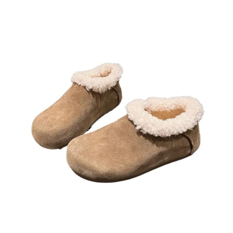 Fashion Outdoor Warm Snow Boots 2024 Winter Ankle Women's Boots Women Solid Sewing Round Toe Slip On Low Flat with Casual Shoes Female