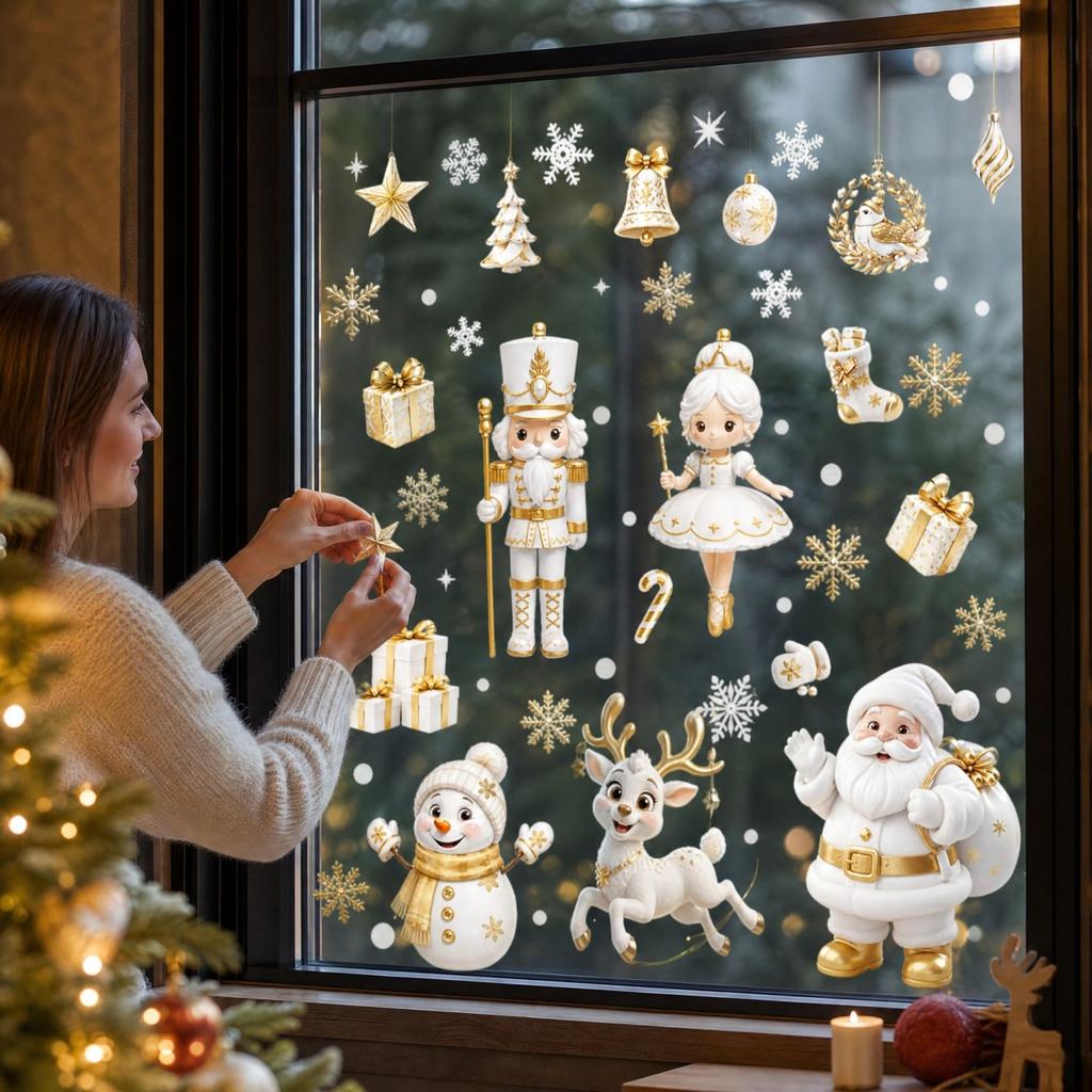 Christmas Snowflake Static Cling Window Stickers for Glass and Wall Decor