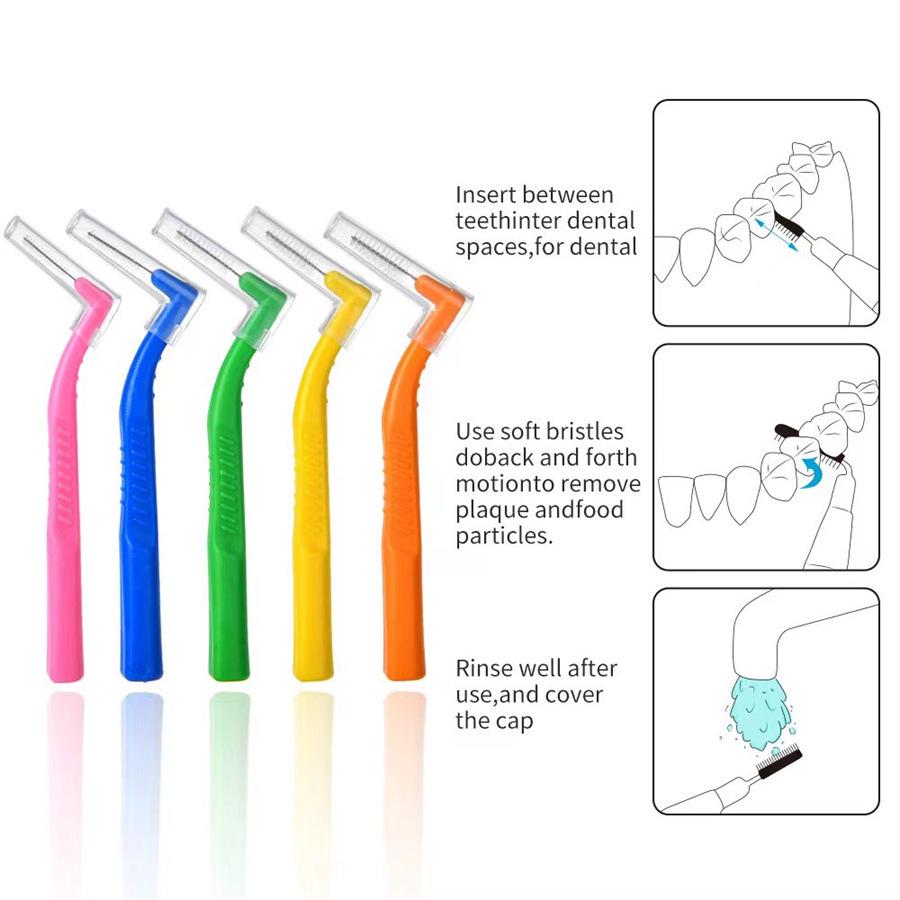 L-shaped Soft Bristle Interdental Orthodontic Brush for Tooth Gaps and Wisdom Teeth