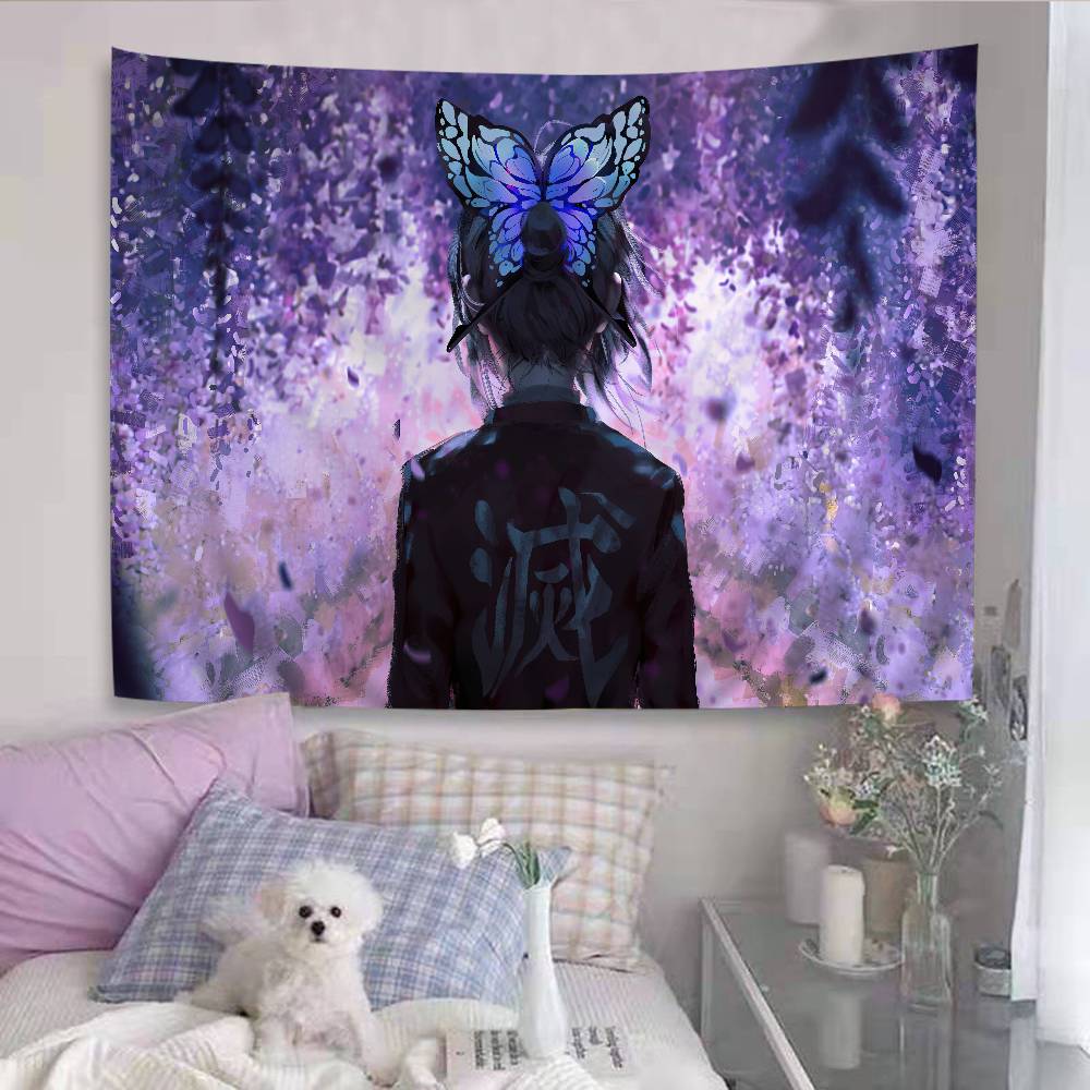 Kochou Shinobu Demon Slayer Anime Tapestry Hanging Tarot Hippie Wall Rugs Dorm Wall Hanging Sheets