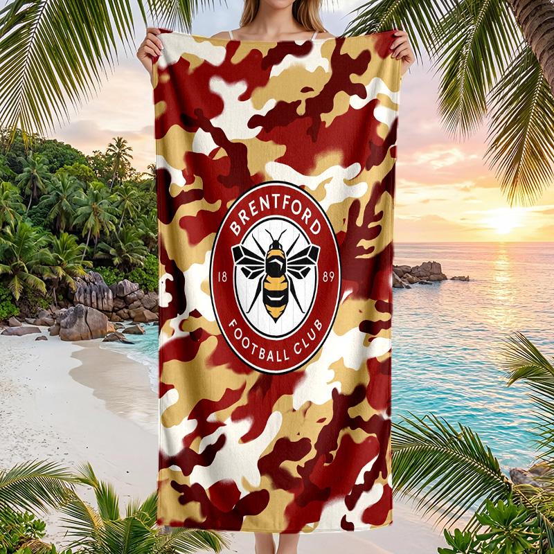Fotbalový plážový ručník Brentford Měkký mikrovláknový letní ručník Rychleschnoucí Savý ručník na pláž, bazén, cestování