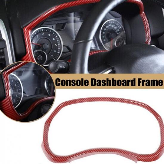 Dashboard Meter Trim Cover Decor Frame For Dodge Ram1500 18+ Red Carbon Fiber