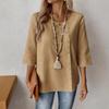 Damen T-Shirt Rundhals Halbarm Lockerer Schnitt Pullover Oberteile Einfarbige Knöpfe Dekoration Sommer Lässige Oberteile Tägliche Kleidung
