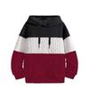 Herr Färgblock Stickad Pullover Sweatshirt Hooded Hoodie Långärmad Casual Tröja Topp