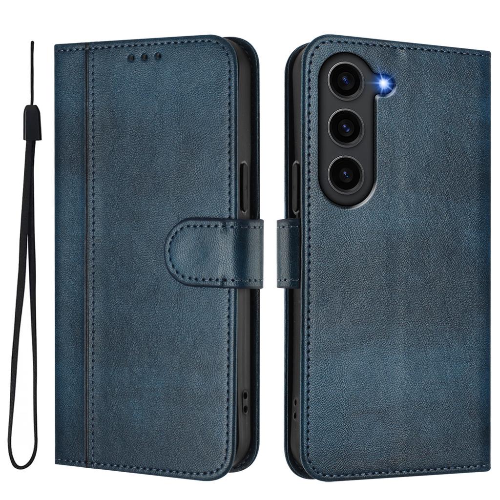 For Samsung Galaxy S23 Cases Wallet Stand Retro Texture Leather Phone Cover with Lanyard