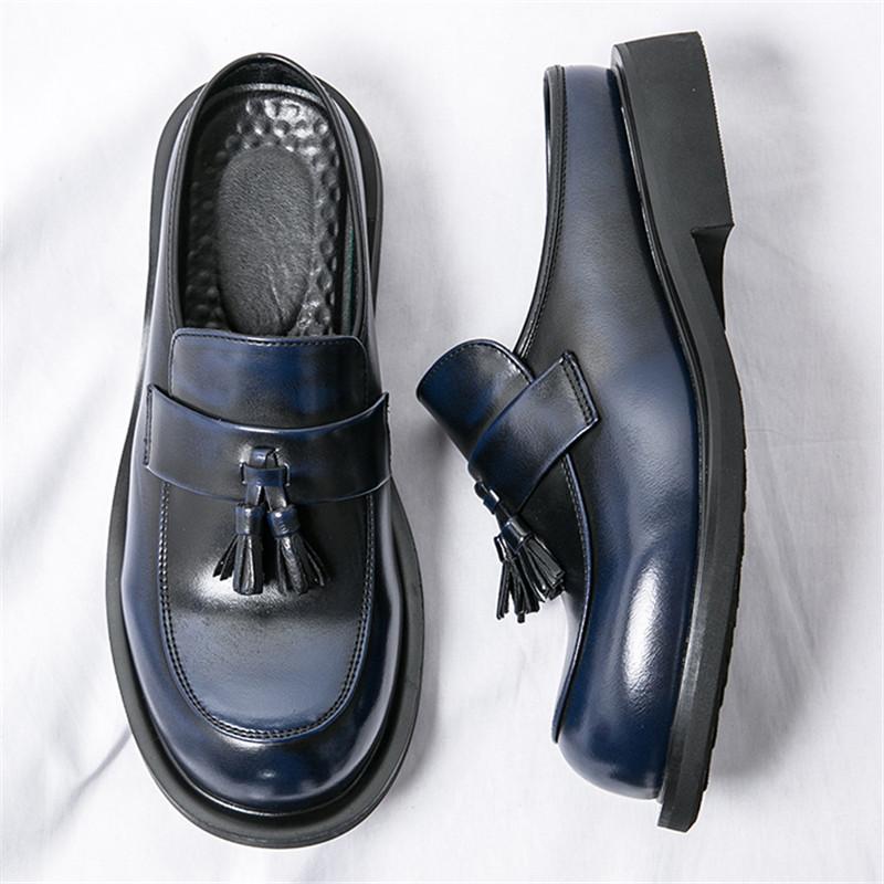 

Летняя мода Новые мужские лоферы с кисточками на платформе, полушлепанцы, мужские повседневные мюли на толстой подошве, мокасины, дышащие туфли для вождения 38