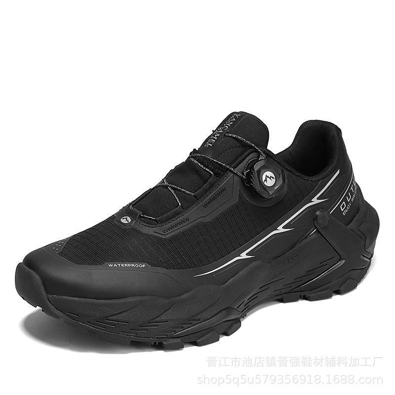 Spring Outdoor Men's Shoes Rotating Button Waterproof and Non-slip Off-road Hiking Shoes Shock-absorbing and Wear-resistant Outdoor Sports