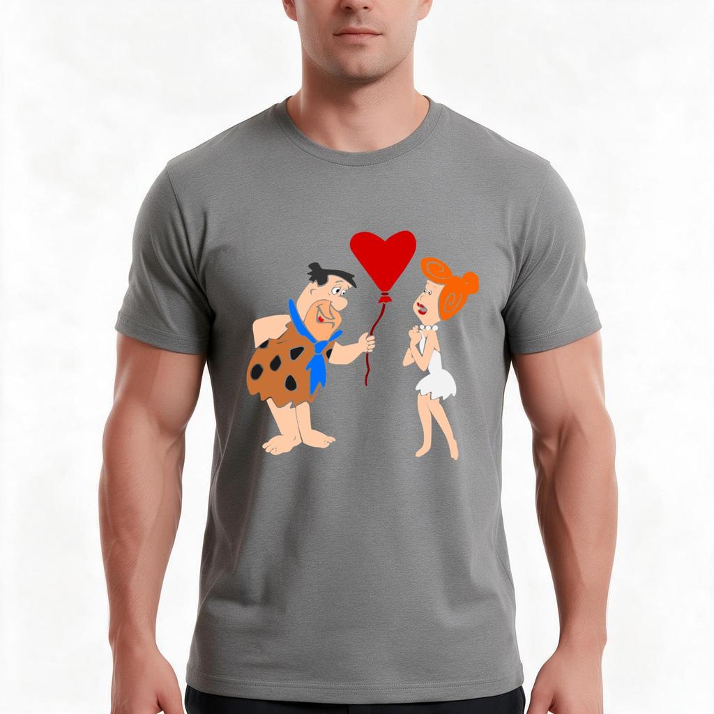 Fred And Wilma Flinstone Tshirt Summer Casual Cotton Tee Oversized Streetwear Tops Vintage Graphic Print Unisex Unisex Unisex