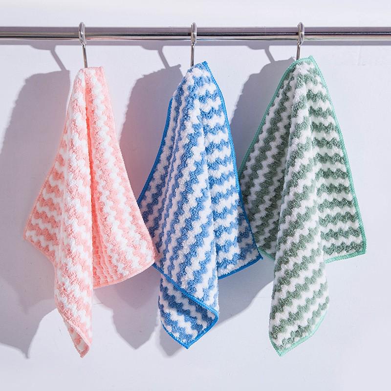 Cationic Coral Fleece Absorbent Waffle Dishcloth - Non-Stick Oil Kitchen Cleaning Cloth
