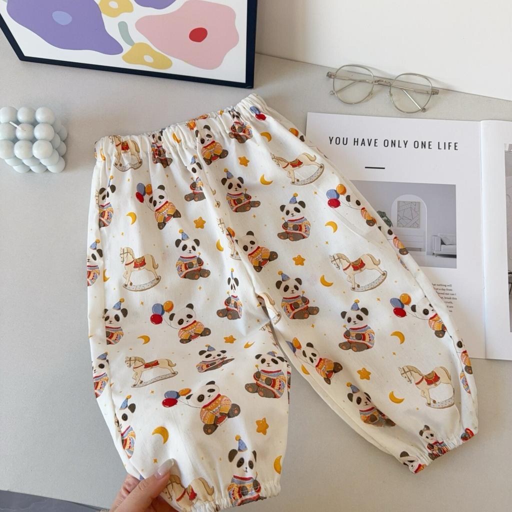 Boys Summer Lightweight Anti Mosquito Pants Cartoon Breathable Soft Ankle Cuff Trousers