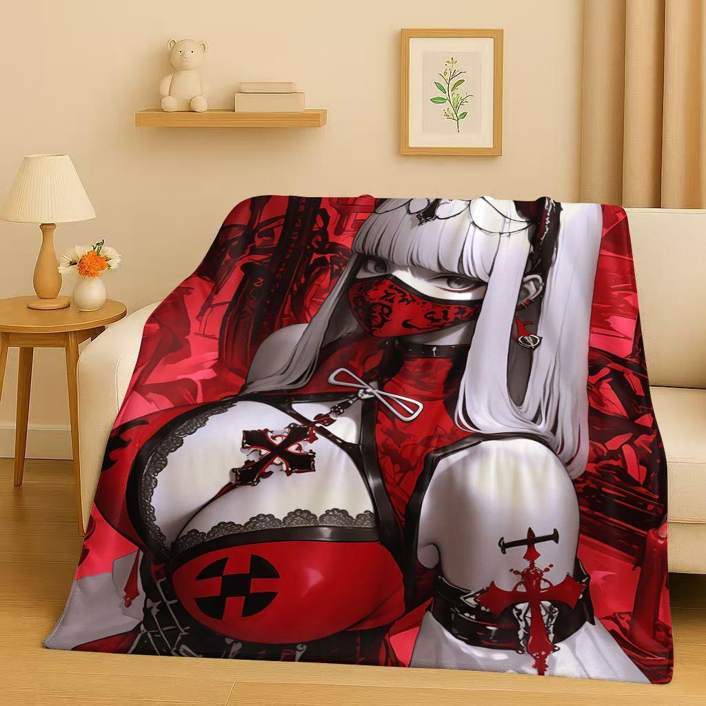 3D Gothic Dark Sexy Girls Cartoon Anime Characters Flannel Blanket,Soft Plush Throw for Home Bedroom Bed Sofa Cover Trave Gift