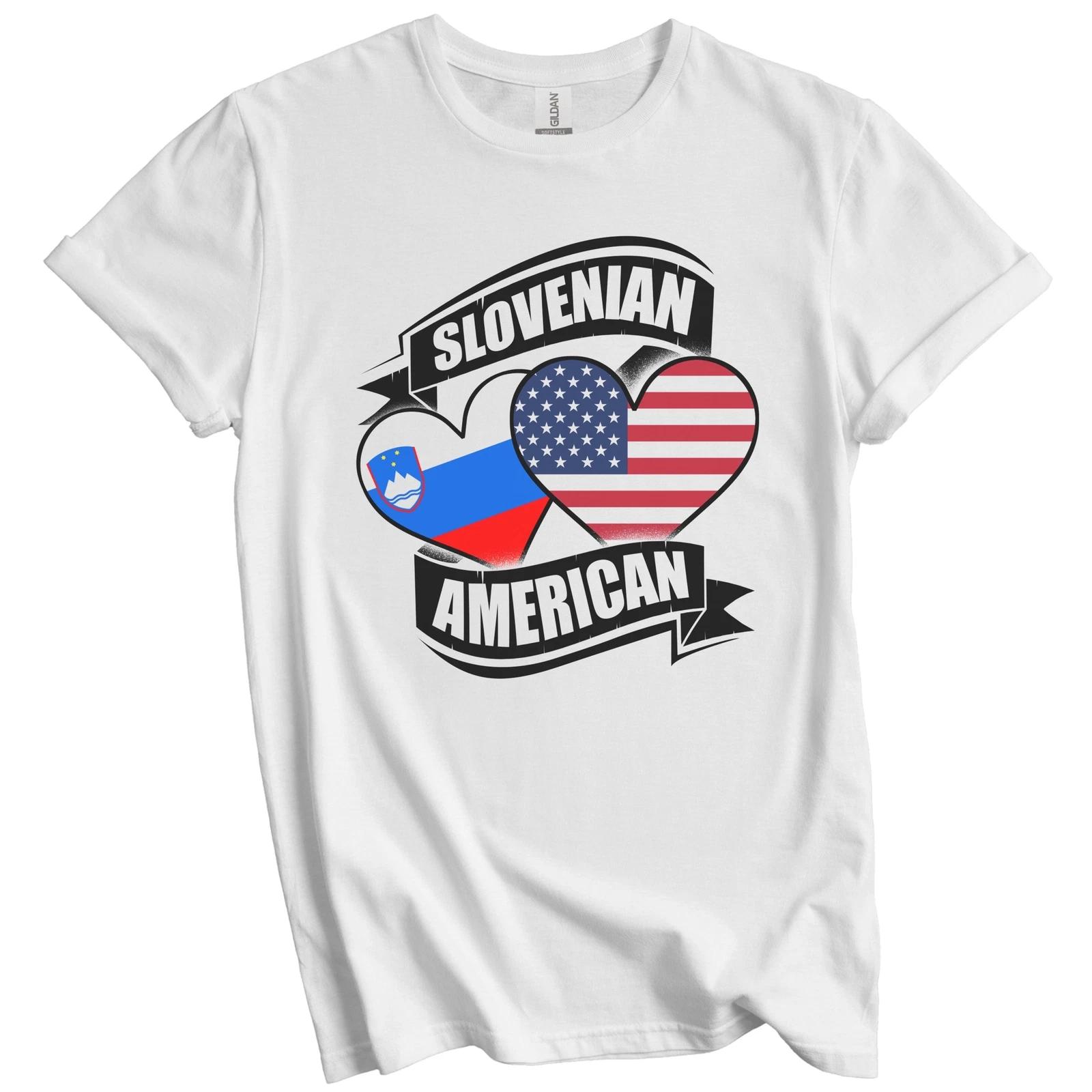 Slovenian American Hearts USA Slovenia Flags T-Shirt 4XL