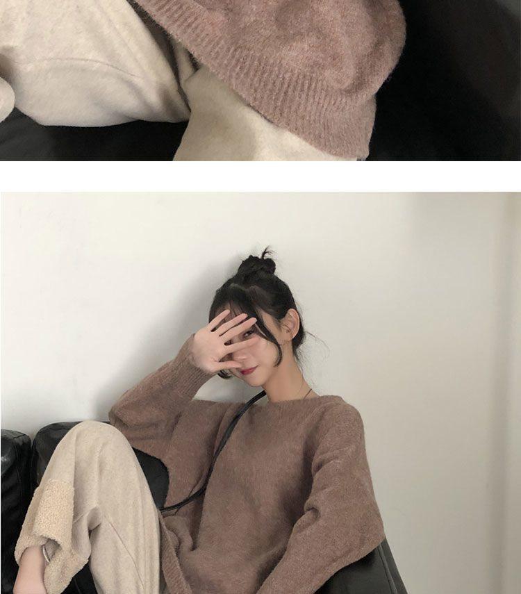 Women's Japanese-Inspired Retro Loose Knit Sweater - Spring/Summer Round Neck, Versatile & Slimming