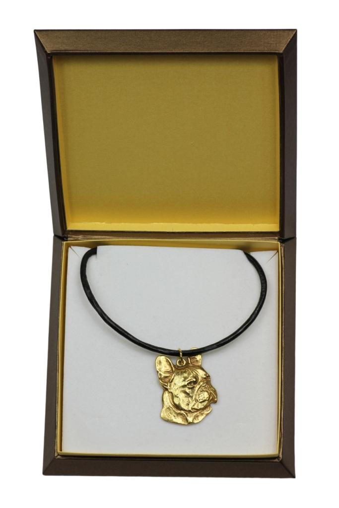 

French Bulldog, Frenchie I - Dog necklace in gift box, gold-plated pendant for dog fan, striking jewellery by Art-Dog