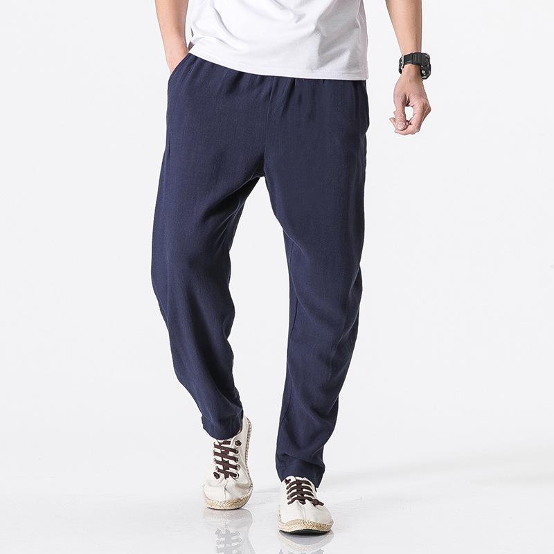 Spring and Summer Men's Casual Pants New Men's Linen Thin Trousers Cotton and Linen Harlan Pants Wholesale