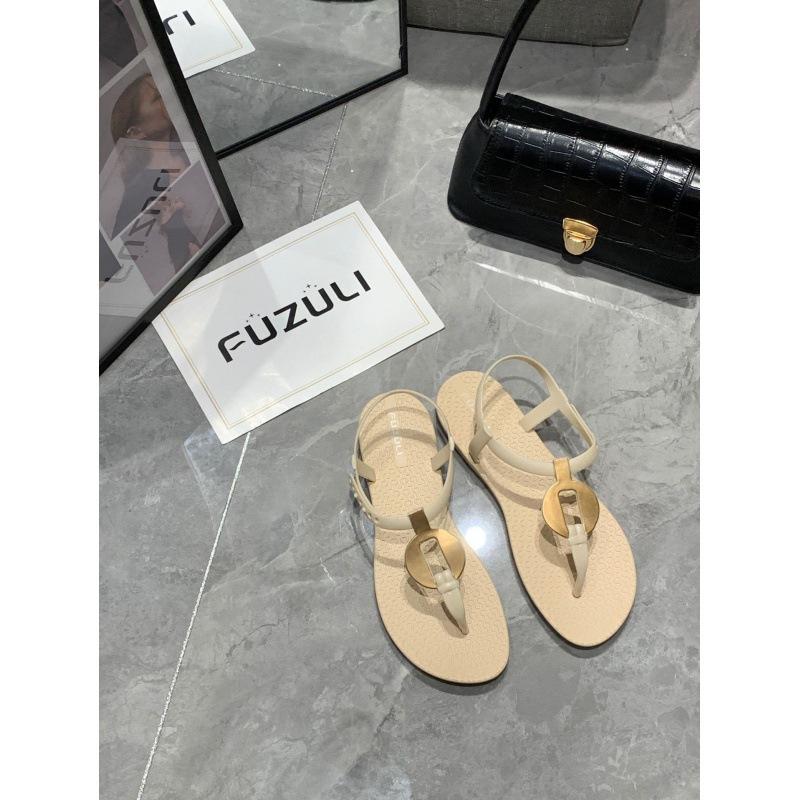 Yttersandaler dam sommar ny mode casual klämma platta sandaler student enknapp strand sandaler