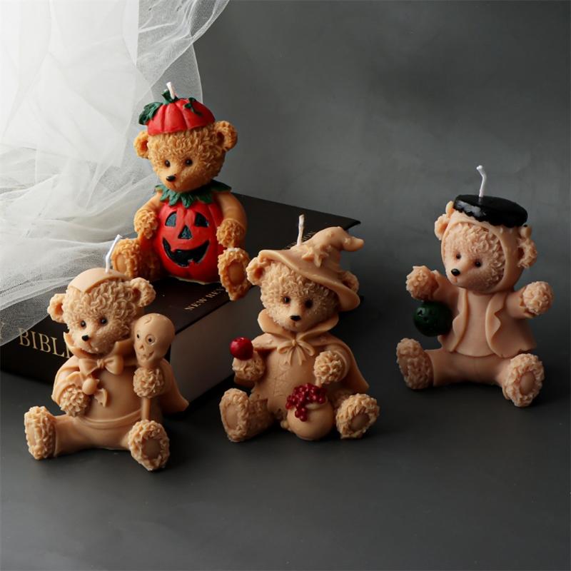3D Bear Candle Mold Aromatherapy Candle Molds Epoxy Resin Wax Mould Handcrafted Gypsum Ornaments for Craft Enthusiasts