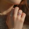Rotating Design Cherry Blossom Ring Female Ring Floral Synthetic Ring  Perfect Gift