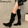 Autumn Winter Women Elastic Slimming Long Loots Fashion Female Low Heel Over The Knee High Booties