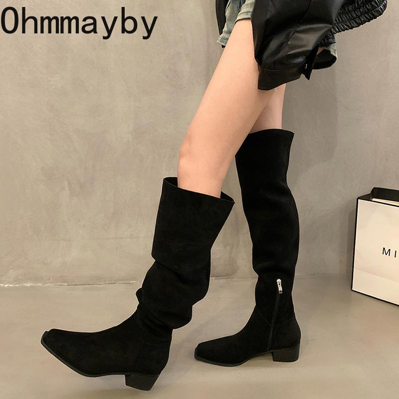 Autumn Winter Women Elastic Slimming Long Loots Fashion Female Low Heel Over The Knee High Booties