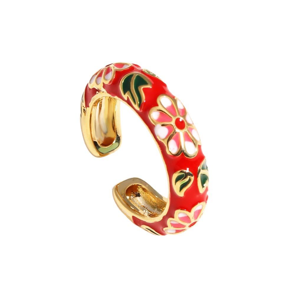 Verstellbarer Blumen-Emaille-Ring Bunter Verlobungs-Öffnungsring Schmuck Geometrischer Blumen-Fingerring Hochzeit