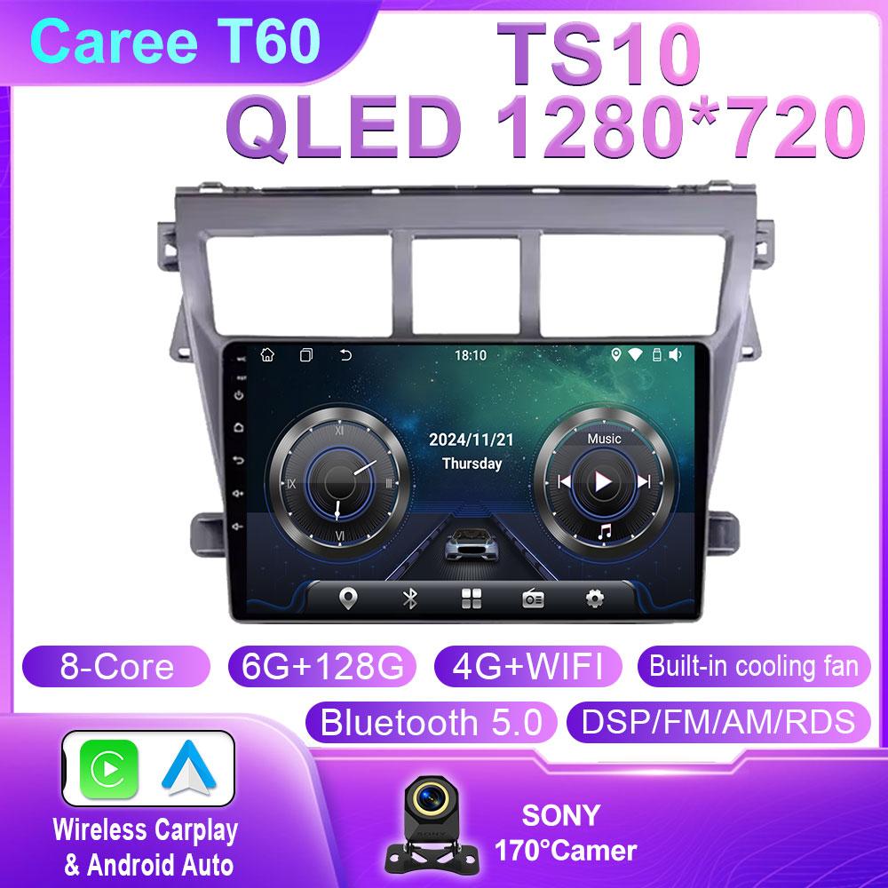Car Android Auto For Toyota VIOS Yaris 2007 2008 2009 2010 - 2012 Car Radio Stereo Multimedia Player Carplay Auto GPS Navigation