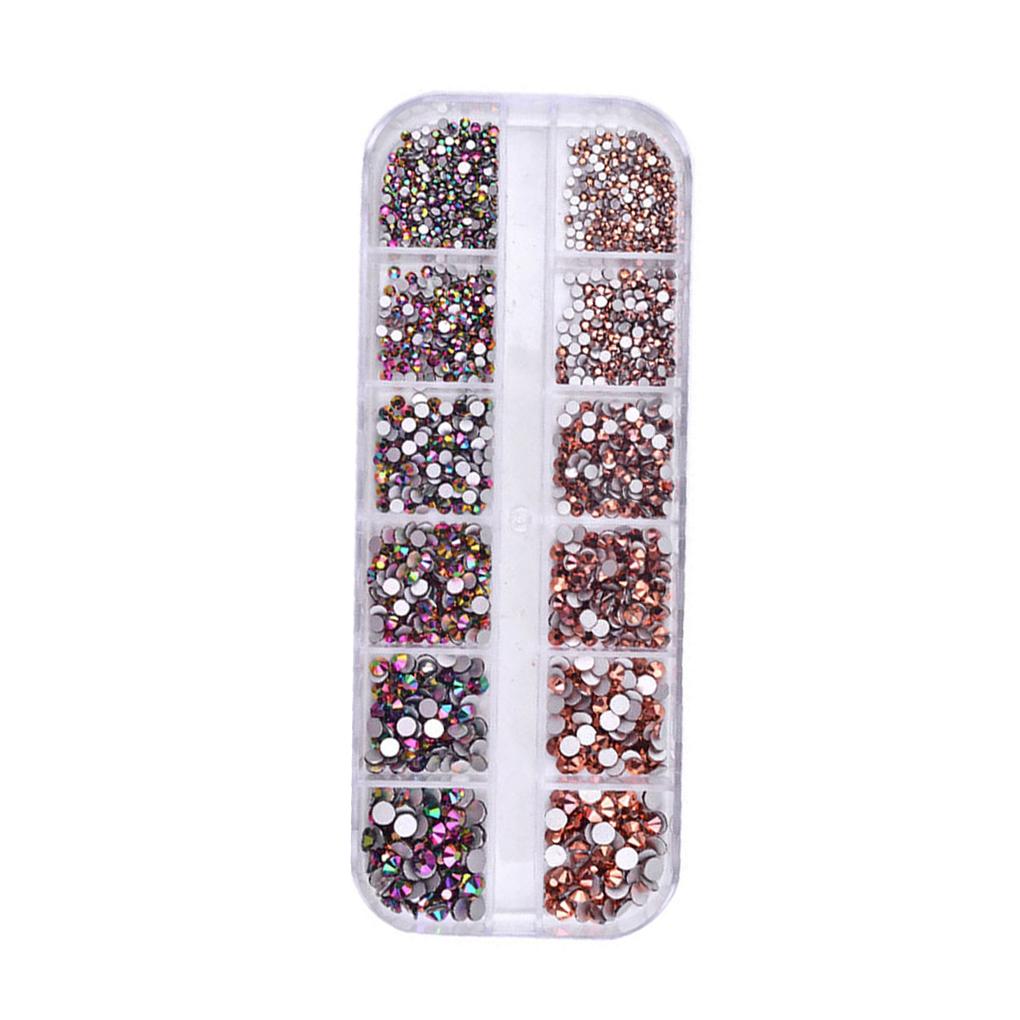 1Box 12 Sheets Colorful Crystals Art Bling Shiny Rhinestones Decal Manicure Tool