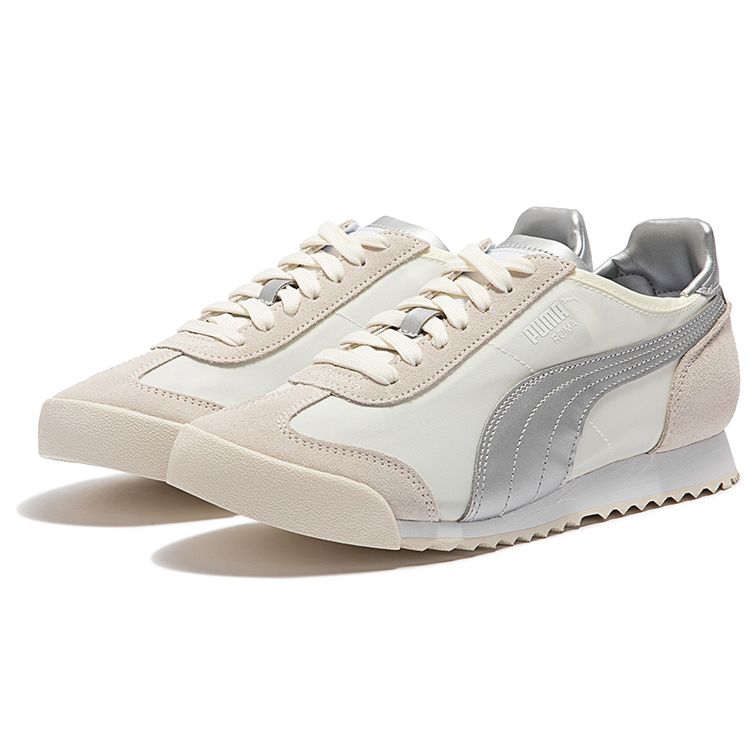 Puma Roma OG Nylon Metallic Whisper White Silber Unisex Sneaker Creme 390635-01