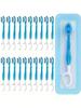 Cepillo de Dientes Mini Desechable con Perlas Frescas para Viaje, Cepillo Mini 5 en 1 Pre-unido, Hilo Dental, Palillo, Raspador de Lengua, Cepillo de Dientes Portátil con Perlas Frescas