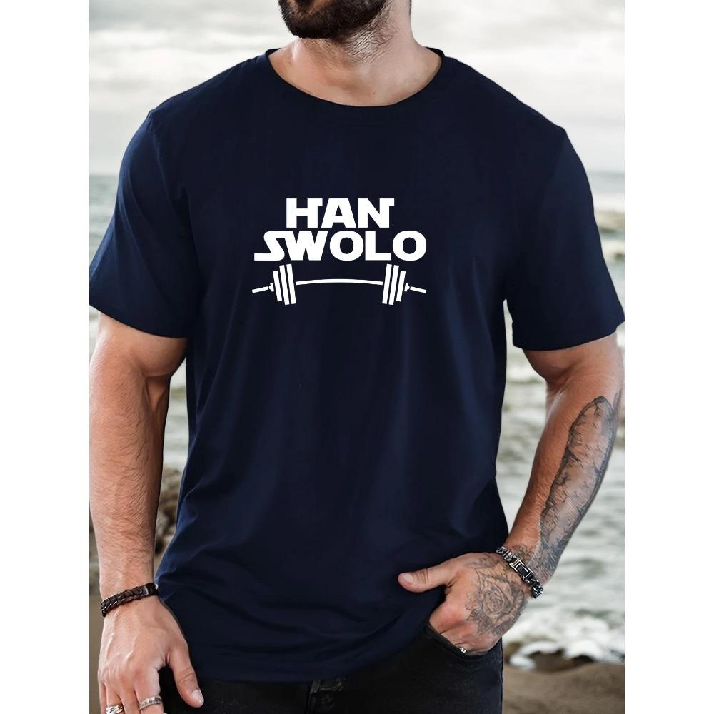 Men's HAN SWOLO Pattern Summer Casual Round Neck Short T-shirt