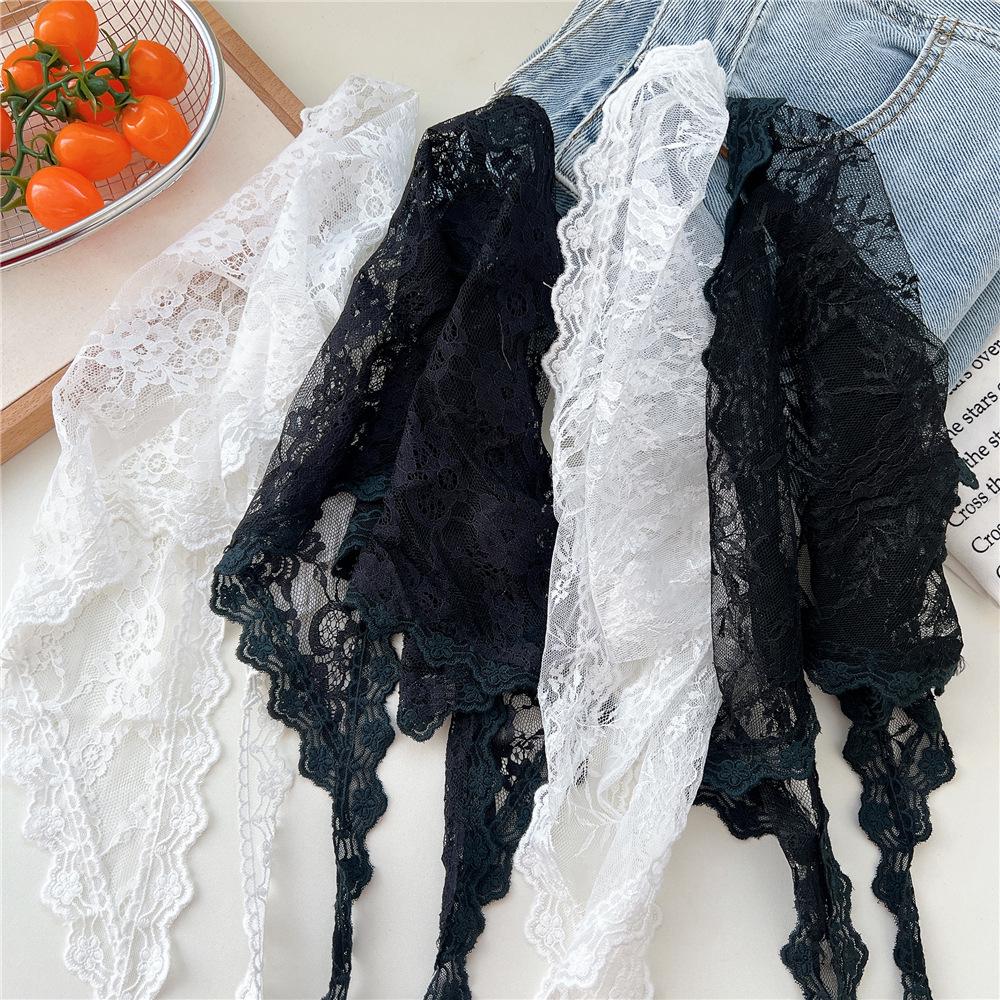 Chic Korean Lace Patchwork Mini Skirt with Bandana Waist Tie