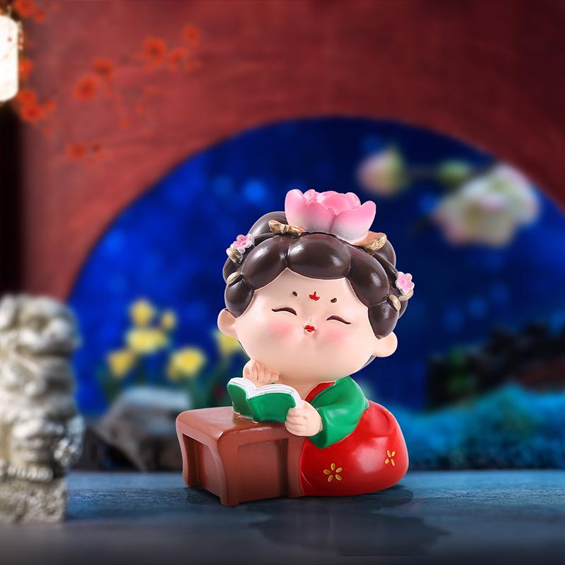 

Creative Tang Dynasty Lady Phone Holder: Ancient Style Ornament for Luck Ancient Style Decoration Series