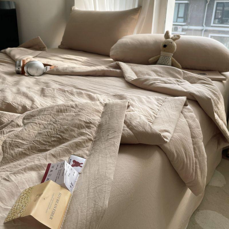 Mild Melkete Farge Lett Klimateppe Vaskbart Bomull Sommerkjølig Dyne Maskinvaskbart Tynt Sengeteppe for Sommer