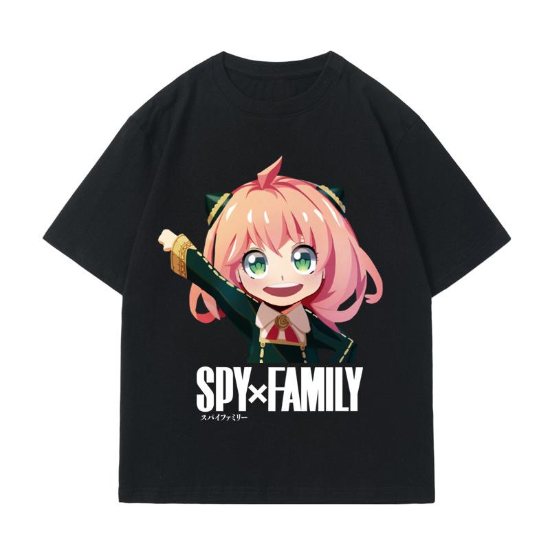 Summer New Cotton Spy Family Print Short Sleeved T-shirt for Men and Women Casual T-shirt Children's Top T-shirt