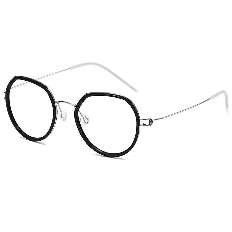 New Pure Titanium Screwless Small Face Elliptical Frame Glasses Retro Fashion Glasses Frame