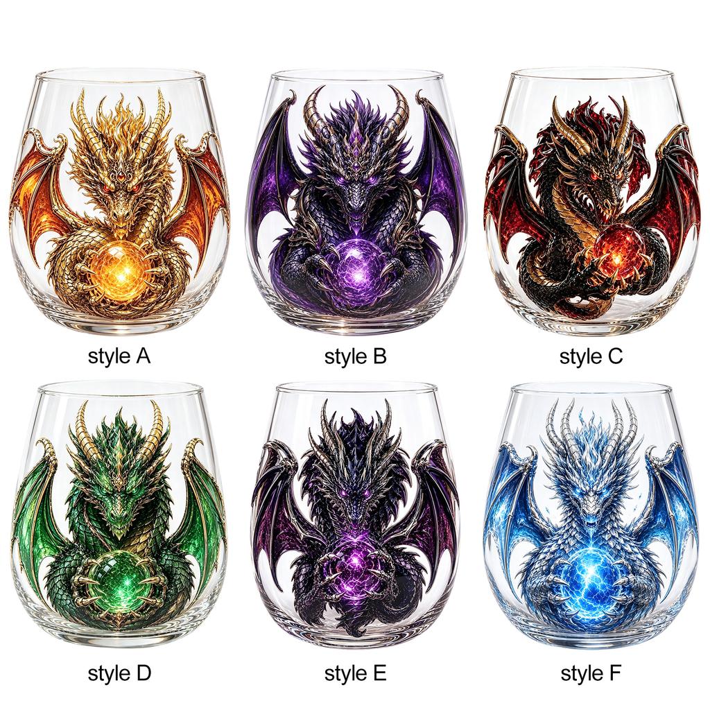Fantasy Dragon Glass Egg Cup 3D Borosilicate Goblet Lead-Free Whiskey Tumbler Art Glassware Decor