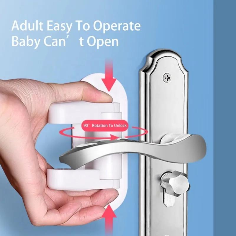 Door Lever Lock Universal Child Baby Safety Locks Handle Child Baby Punch-free Multifunction Hidden Button Buckle Safety Lock